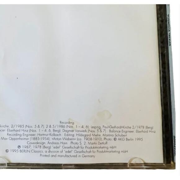 Anton Webern Songs Alban Berg 7 Early Songs Roswitha Trexler Soprano 1995 VG+ - Picture 4 of 5